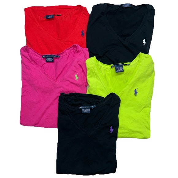 Tops - Ralph Lauren Sport Pima Cotton Women's Small V Neck‎ Shirts, Lot Of 5